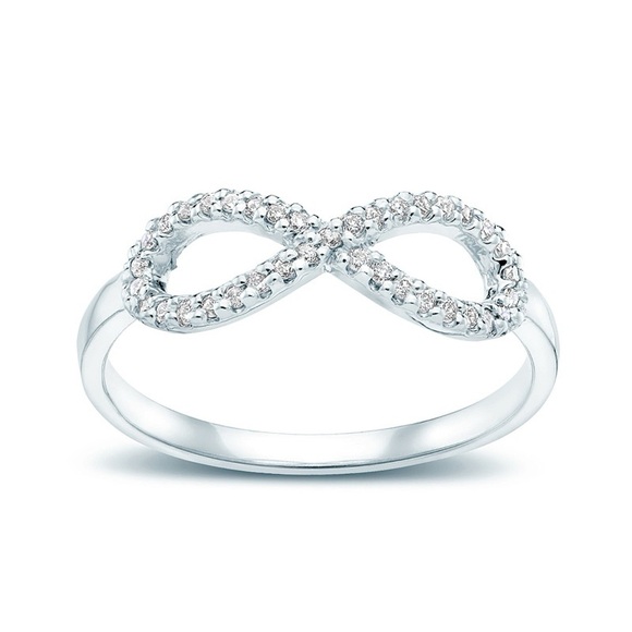 STERLING SILVER DIAMOND INFINITY RING - Picture 2 of 2